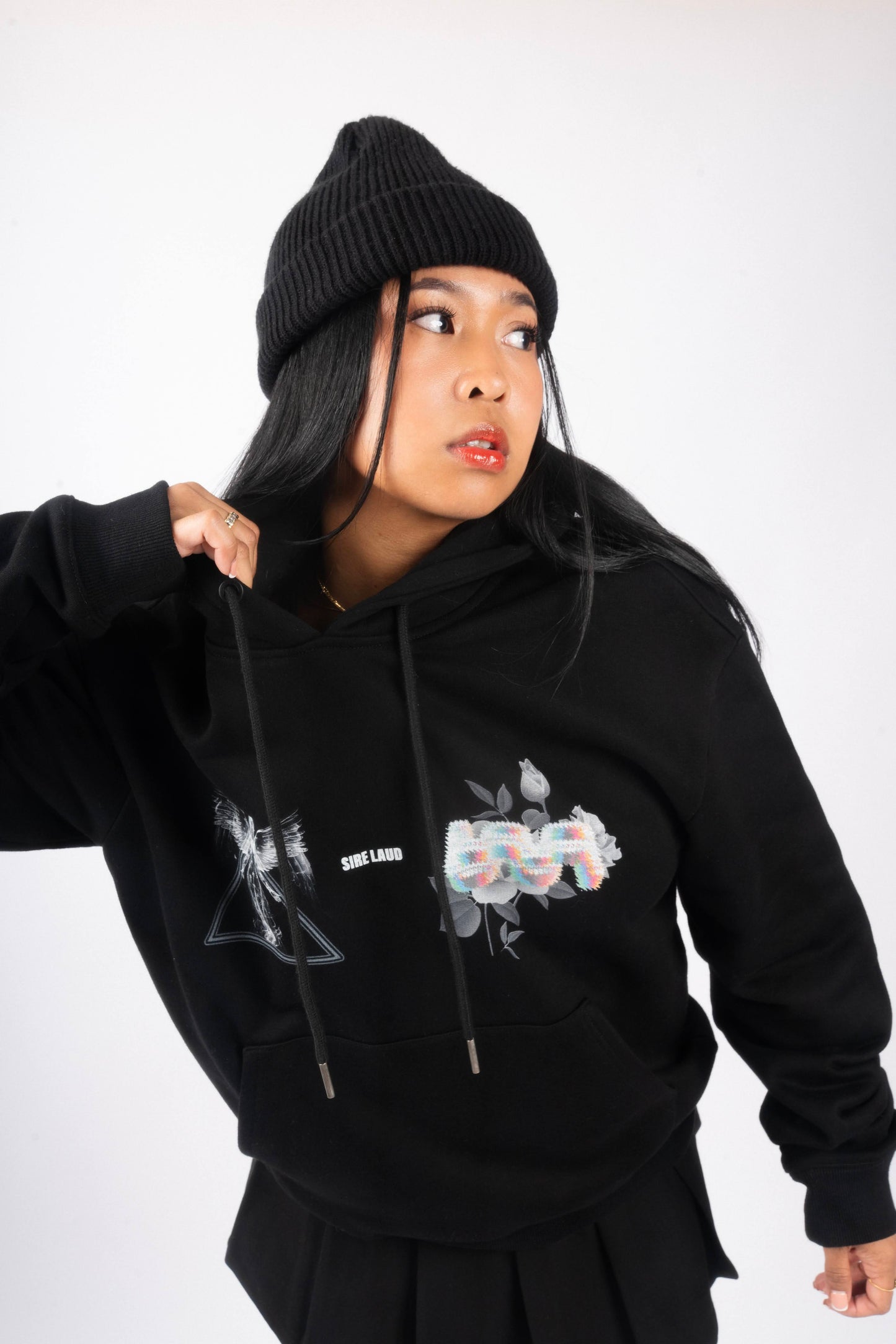 “Ethereal” Black Hooded Sweatshirt (Adults)